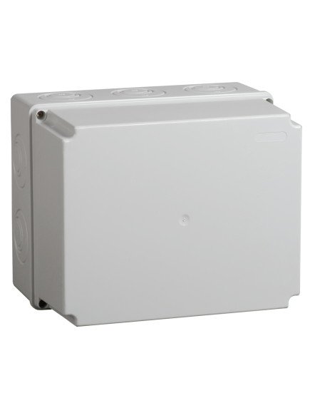 Коробка КМ41344 распаячная для о/п 240х195х165 мм IP55 (RAL7035, монт. плата, кабельные вводы 5 шт)