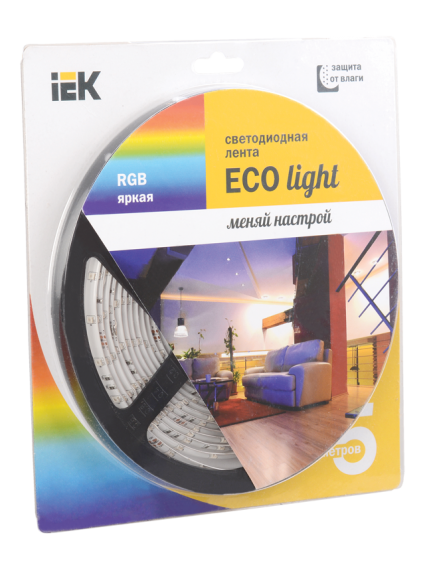 Лента LED 5м  блистер LSR-3528RGB54-4.8-IP65-12V IEK-eco